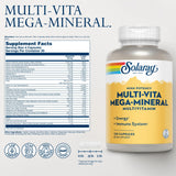 SOLARAY Multi-Vita Mega-Mineral botella frente, toma diaria conveniente.