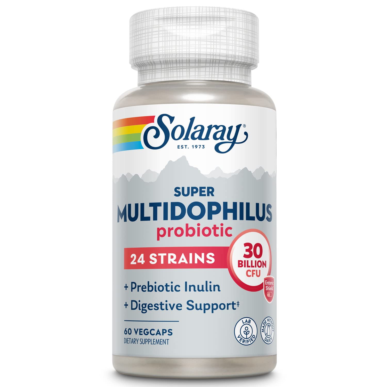 SOLARAY Multidophilus: botella con dosificador para equilibrio digestivo diario