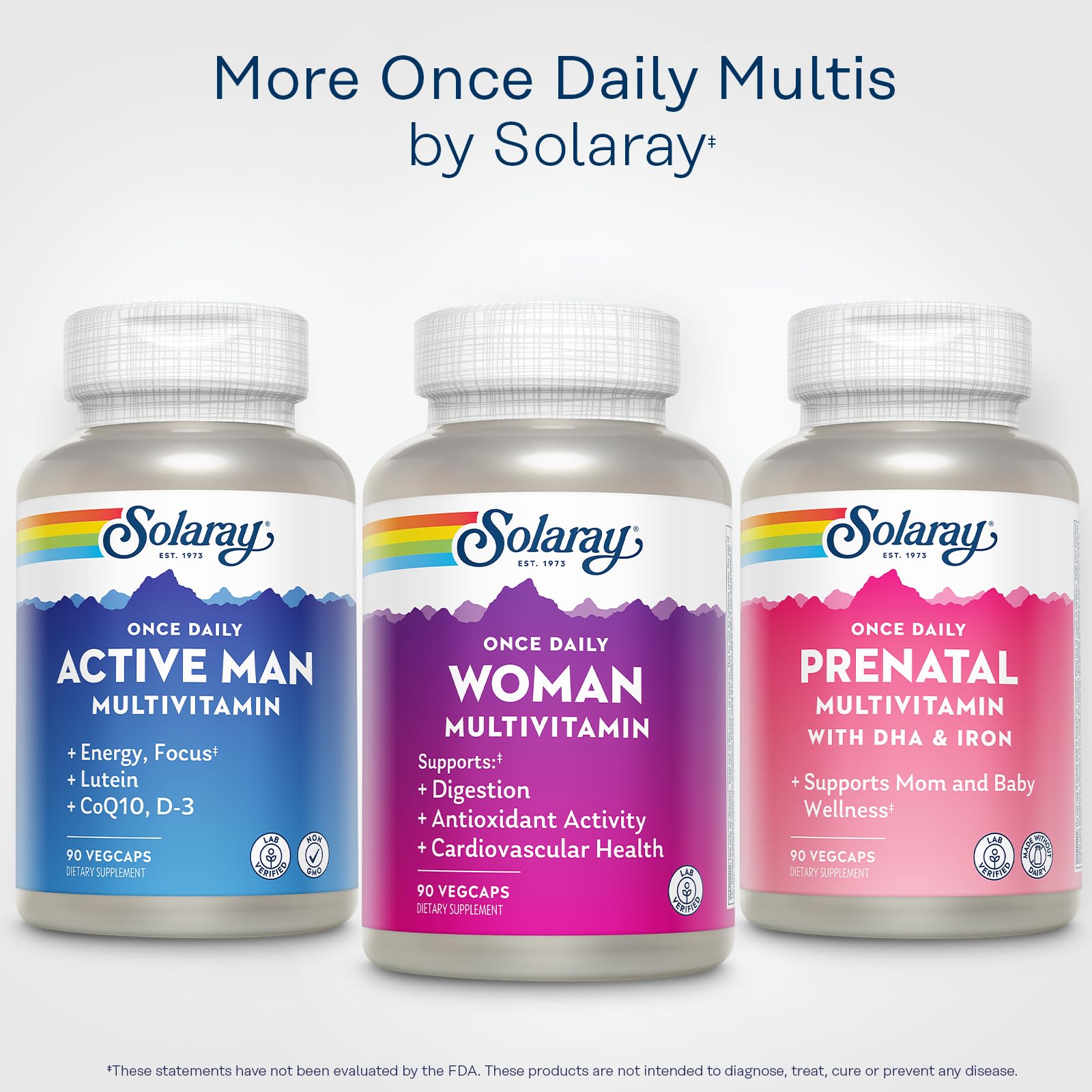 SOLARAY multivitamínico para mujer, uso diario como complemento de nutrición equilibrada.