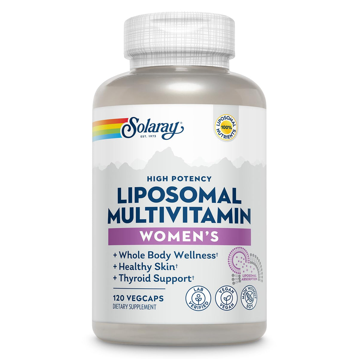 SOLARAY multivitamínico liposomal para mujeres en botella, apoyo a la energía diaria