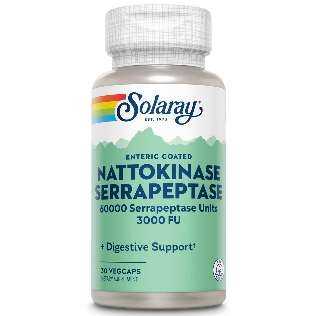 SOLARAY Nattokinase Serrapeptase: frasco de cápsulas para soporte circulatorio