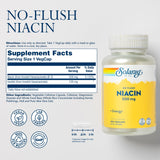 SOLARAY Niacina 500 mg energía y circulación en cápsulas veganas para el día.