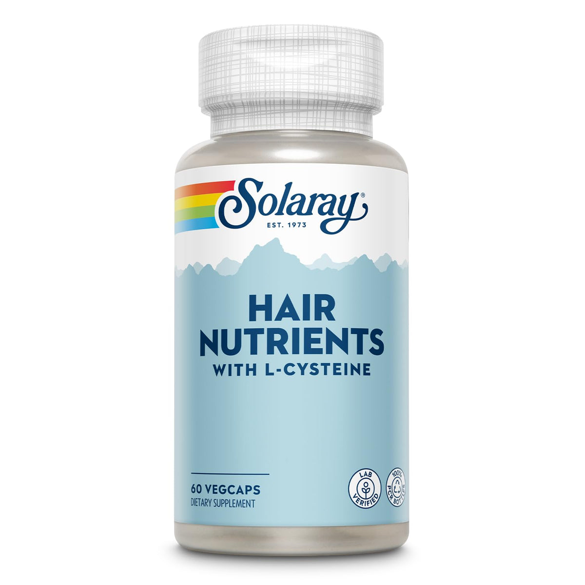 Solaray nutrientes cabello con L-cisteína, cápsulas para soporte del crecimiento capilar.