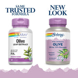 SOLARAY Olivo 250 mg, etiqueta visible para un uso constante y cómodo.