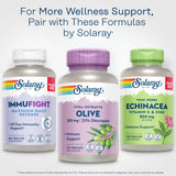 SOLARAY Olivo 250 mg, ingredientes clave como oleuropeína y melisa para un estilo de vida.