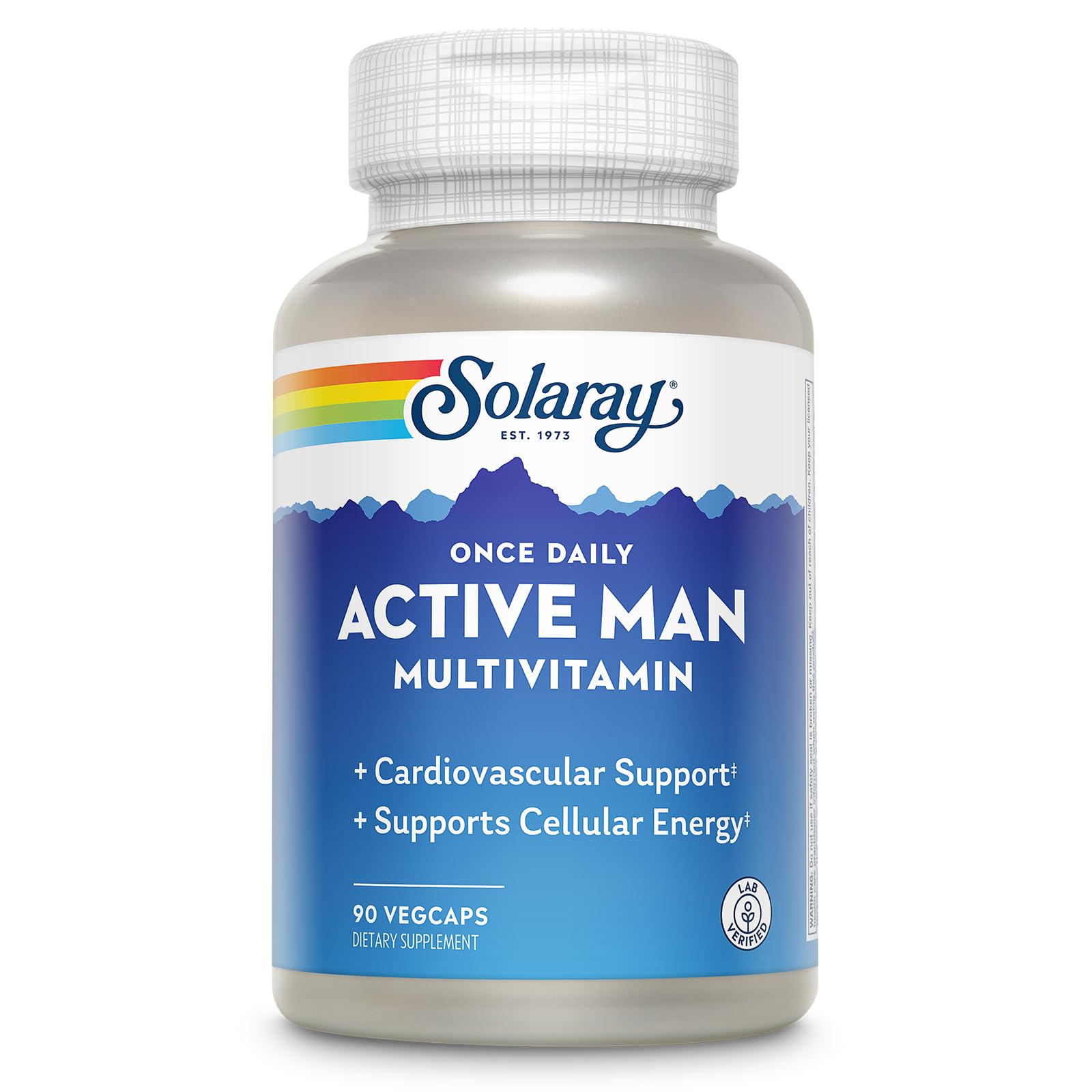 SOLARAY Once Daily Active Man, botella: energía diaria para hombres activos y enfocados.