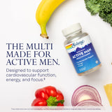 SOLARAY Once Daily Active Man, etiqueta: transparencia de ingredientes y verificación de calidad.