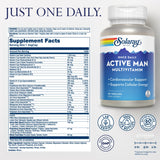SOLARAY Once Daily Active Man, tomando la cápsula: apoyo nutricional práctico para el día.