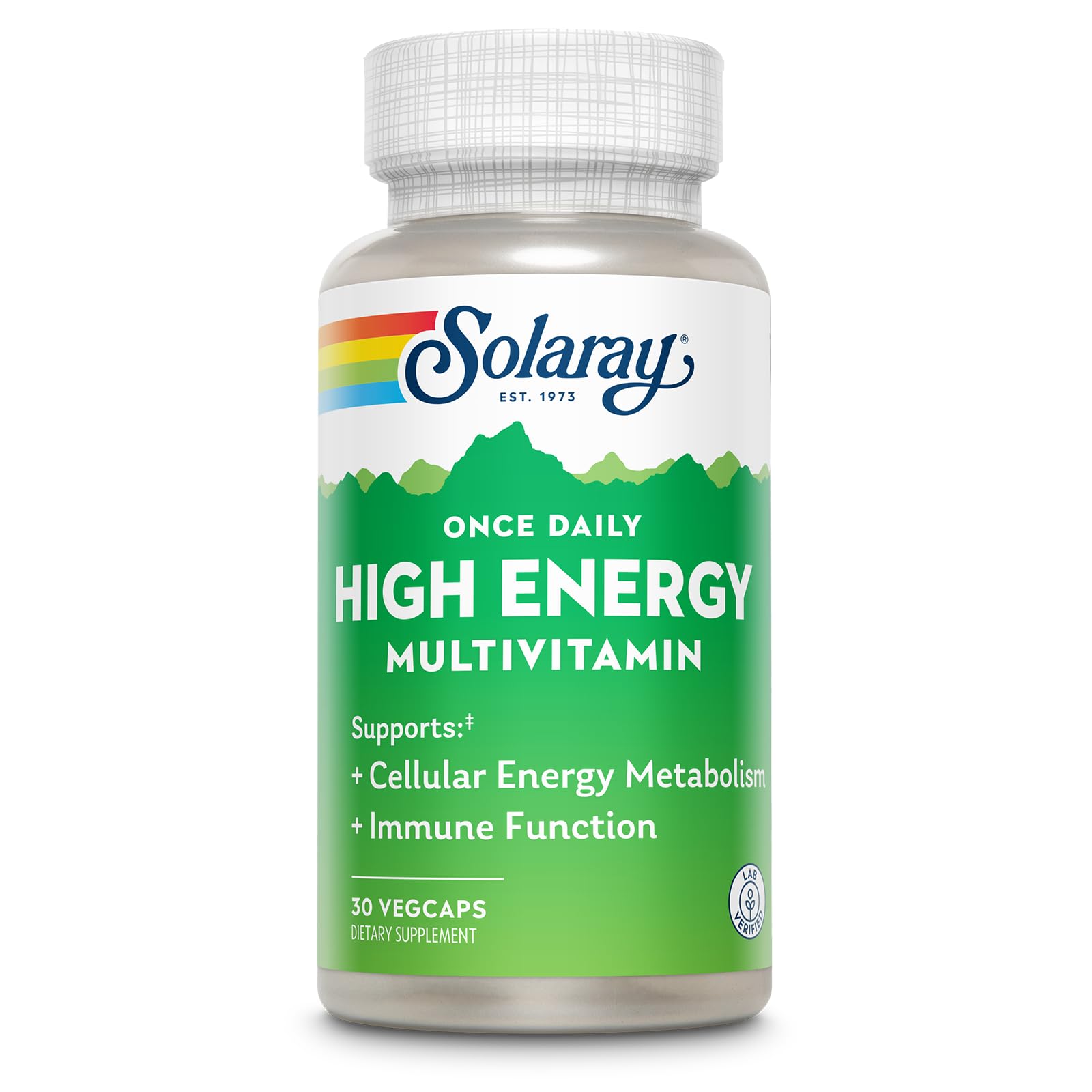 SOLARAY Once Daily frente a la botella para iniciar el día con energía saludable