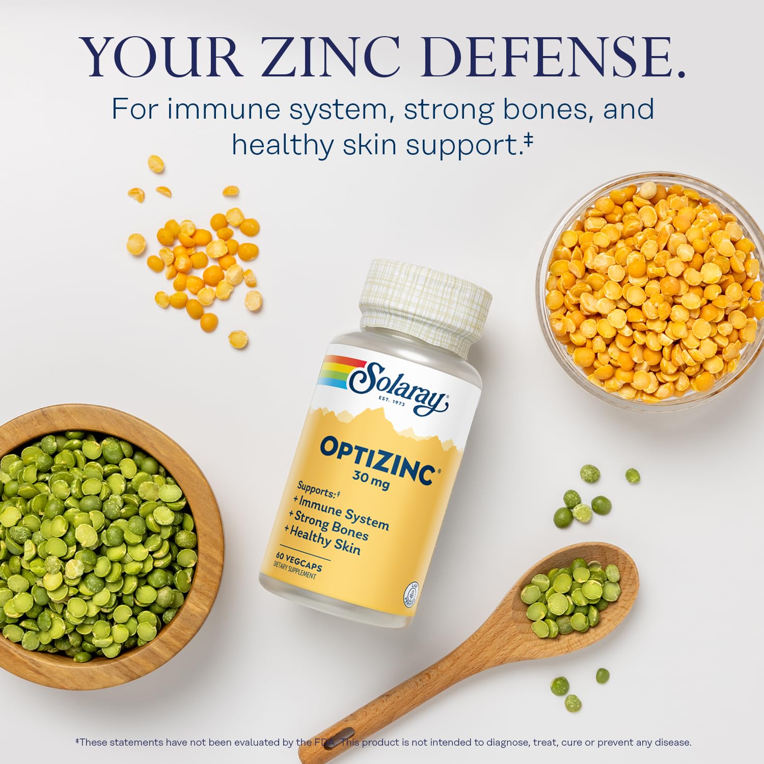 SOLARAY OptiZinc con vitamina B6 para apoyo metabólico diario.