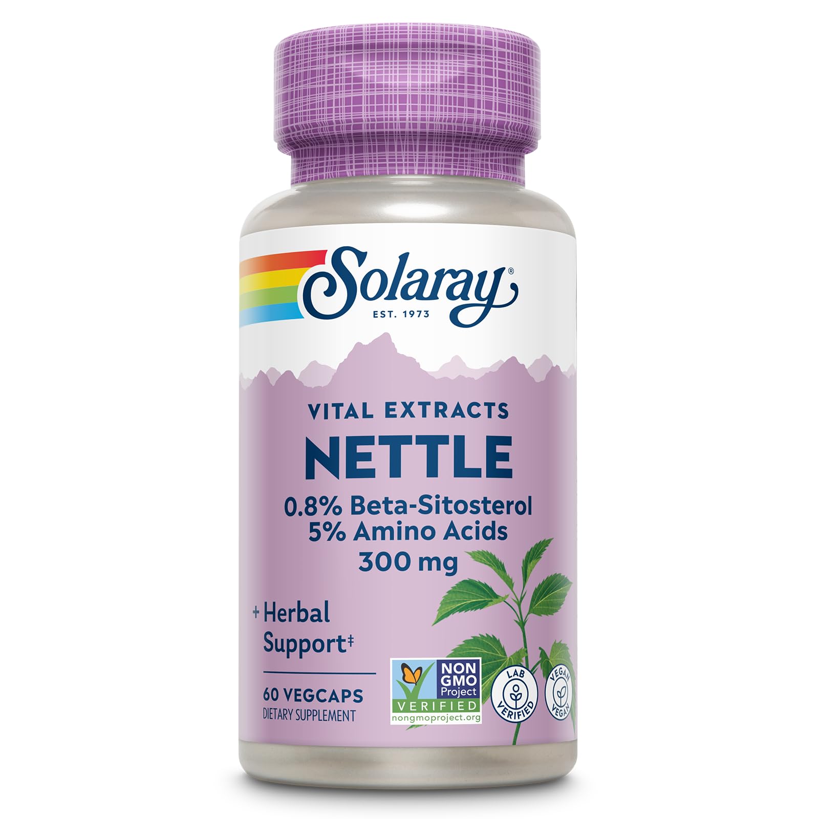 SOLARAY cápsulas de ortiga raíz extracto 300 mg para apoyo urinario.