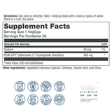 SOLARAY Peak ATP® 400 mg, etiqueta trasera, información clara para decisiones informadas.