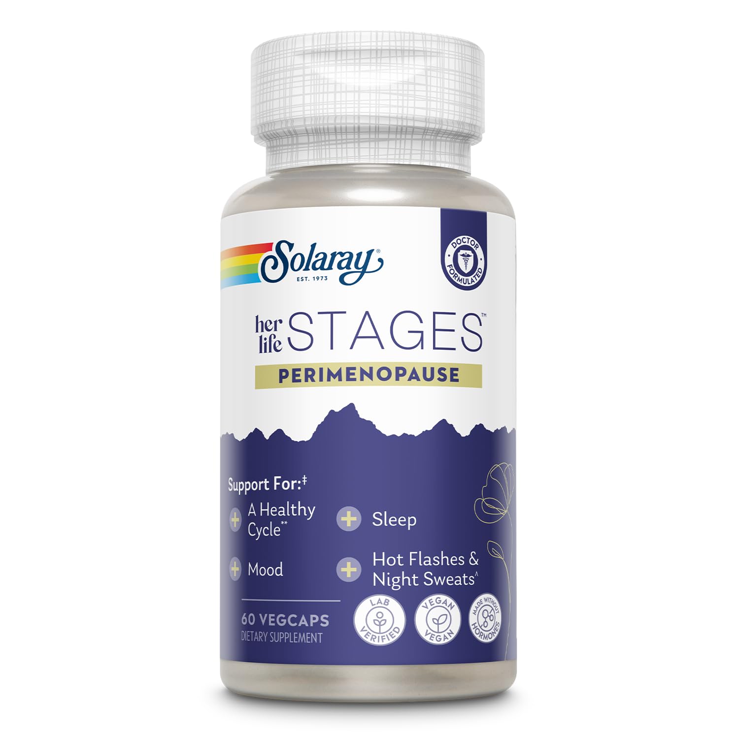 SOLARAY Perimenopause: pastillas en botella para apoyo del ciclo femenino