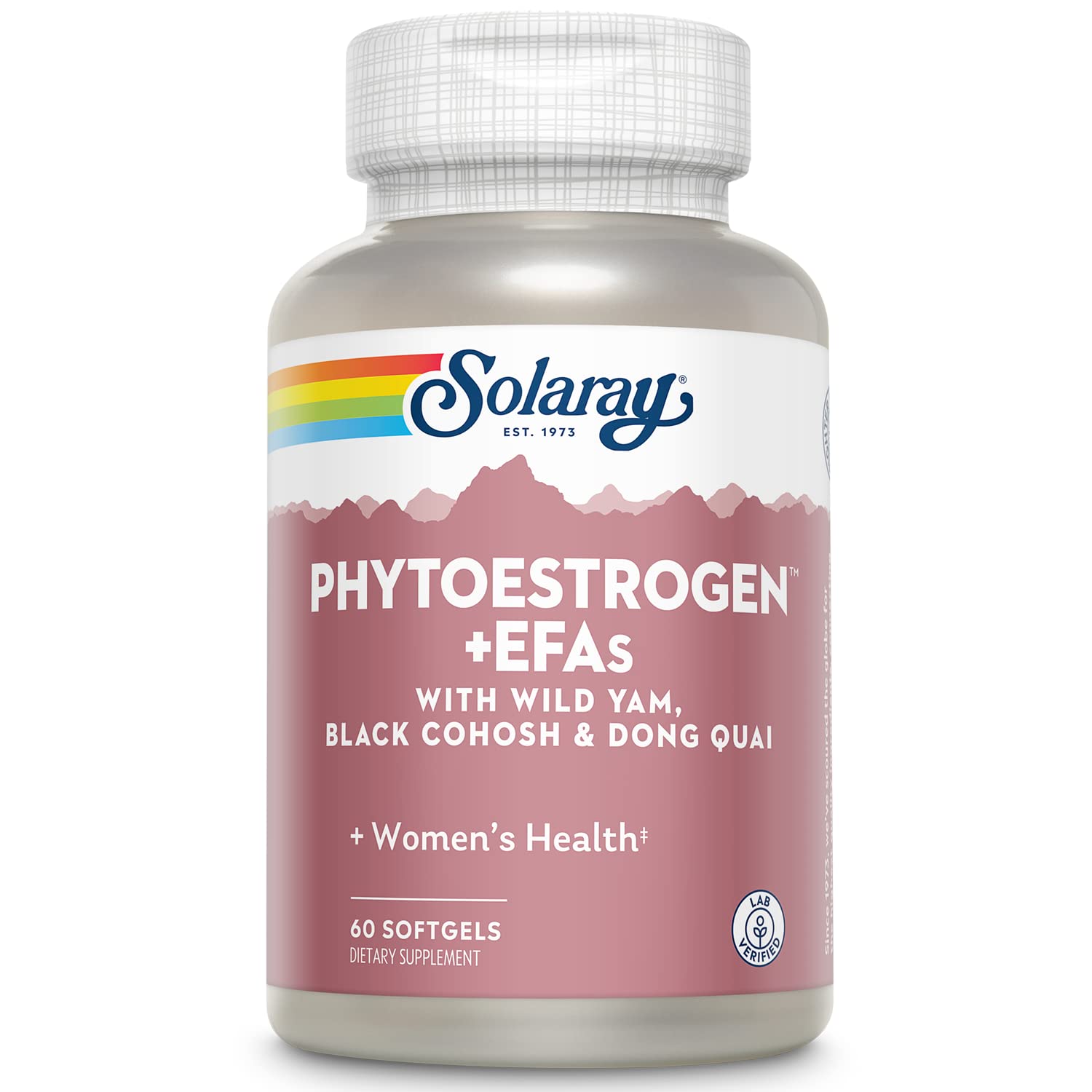 SOLARAY PhytoEstrogen Plus: botella frontal, posible apoyo al balance hormonal.
