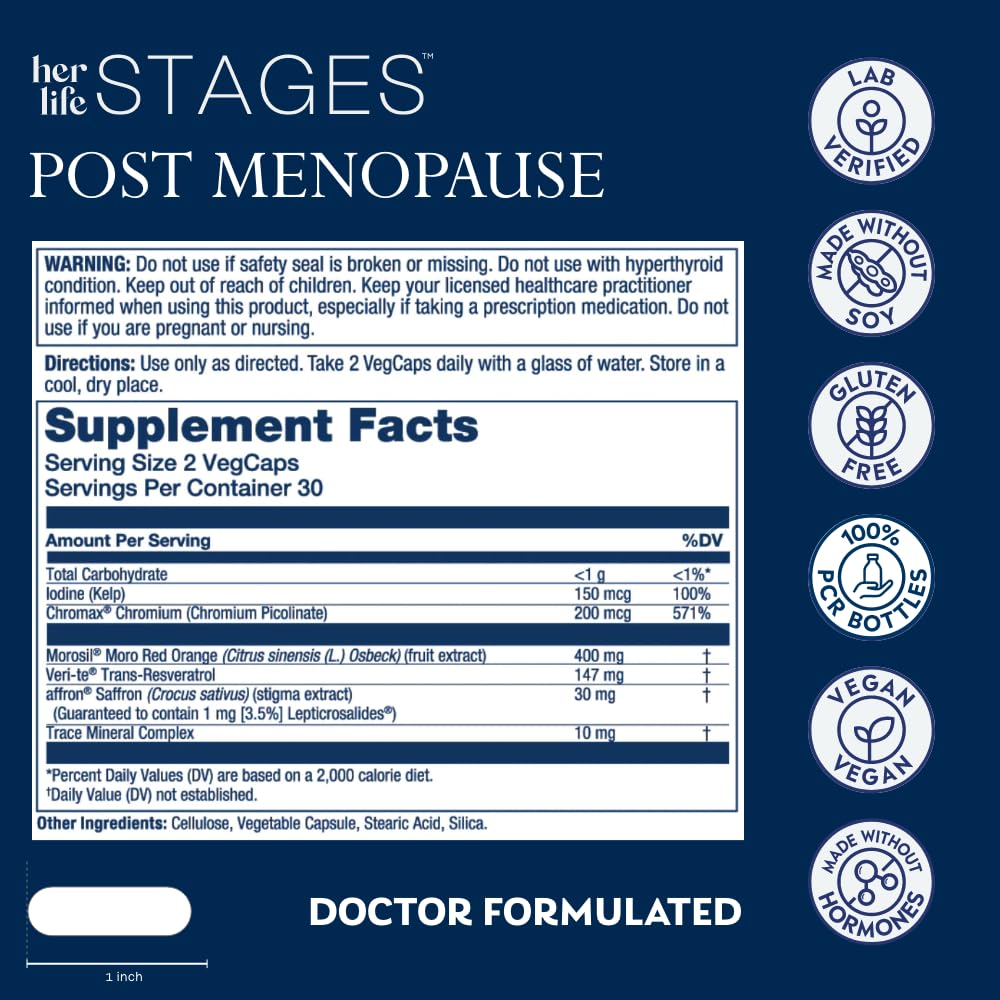 SOLARAY Postmenopausia cápsulas veganas para el bienestar diario.