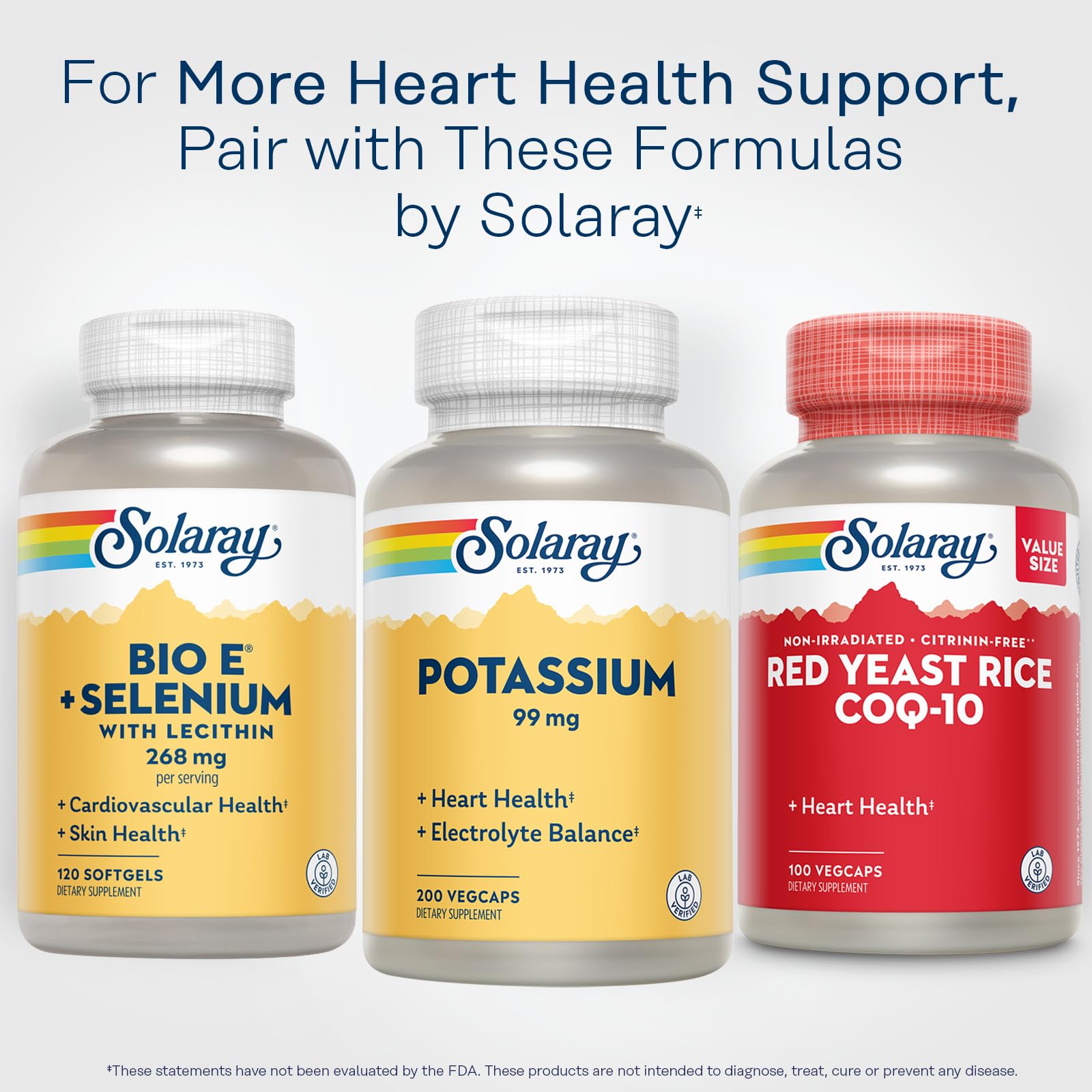 Solaray Potassium 99 mg – envase reciclado que apoya prácticas sostenibles.