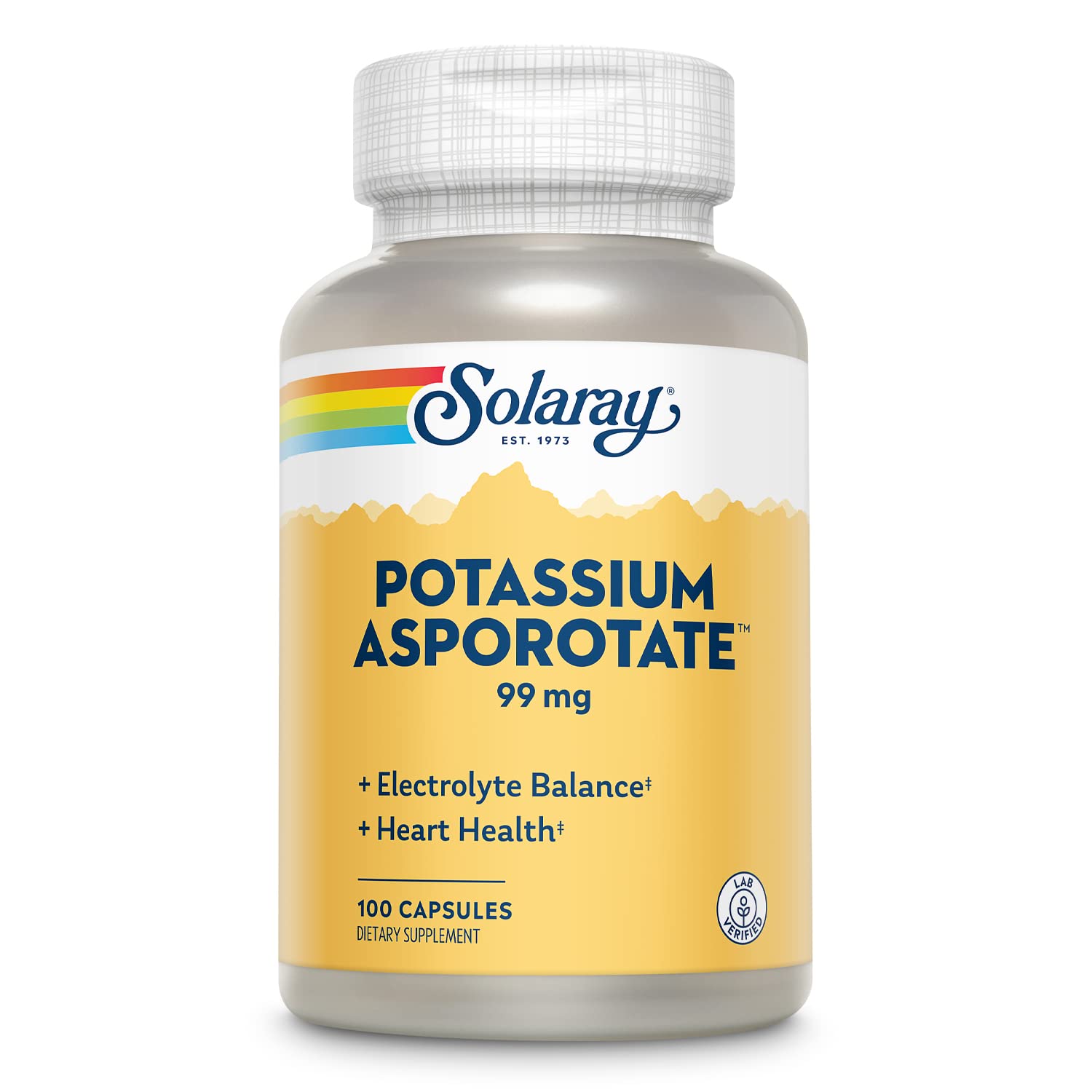Solaray Potasio Asporato en botella, apoyo a electrolitos para la vida diaria.