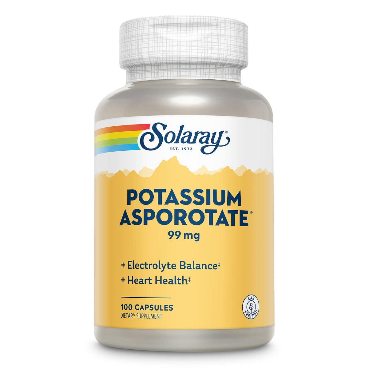 Solaray Potasio Asporato en botella, apoyo a electrolitos para la vida diaria.