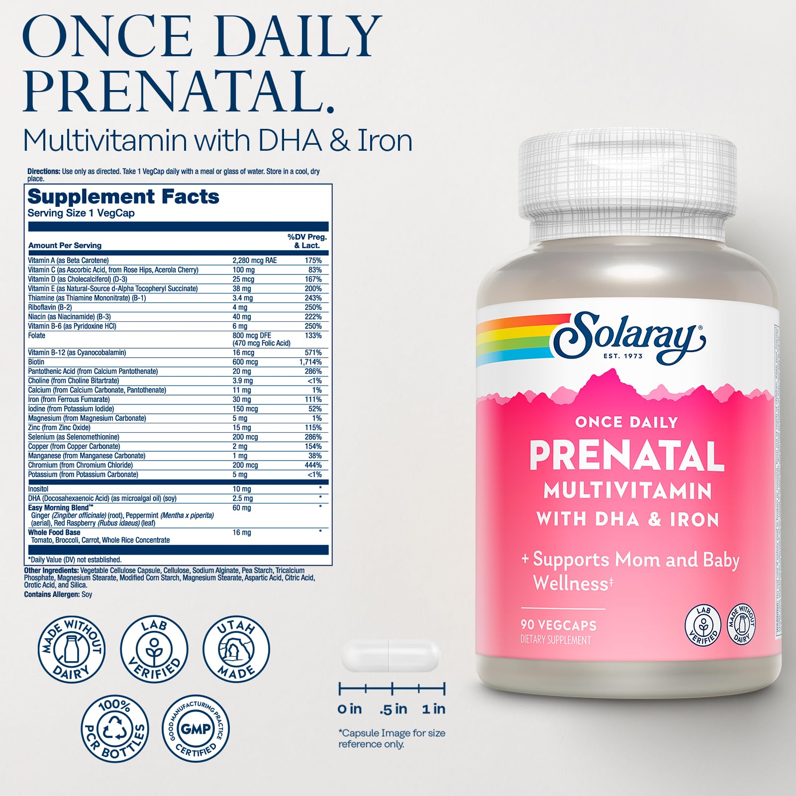 SOLARAY prenatal mezcla manana jengibre menta, experiencia sensorial matutina.
