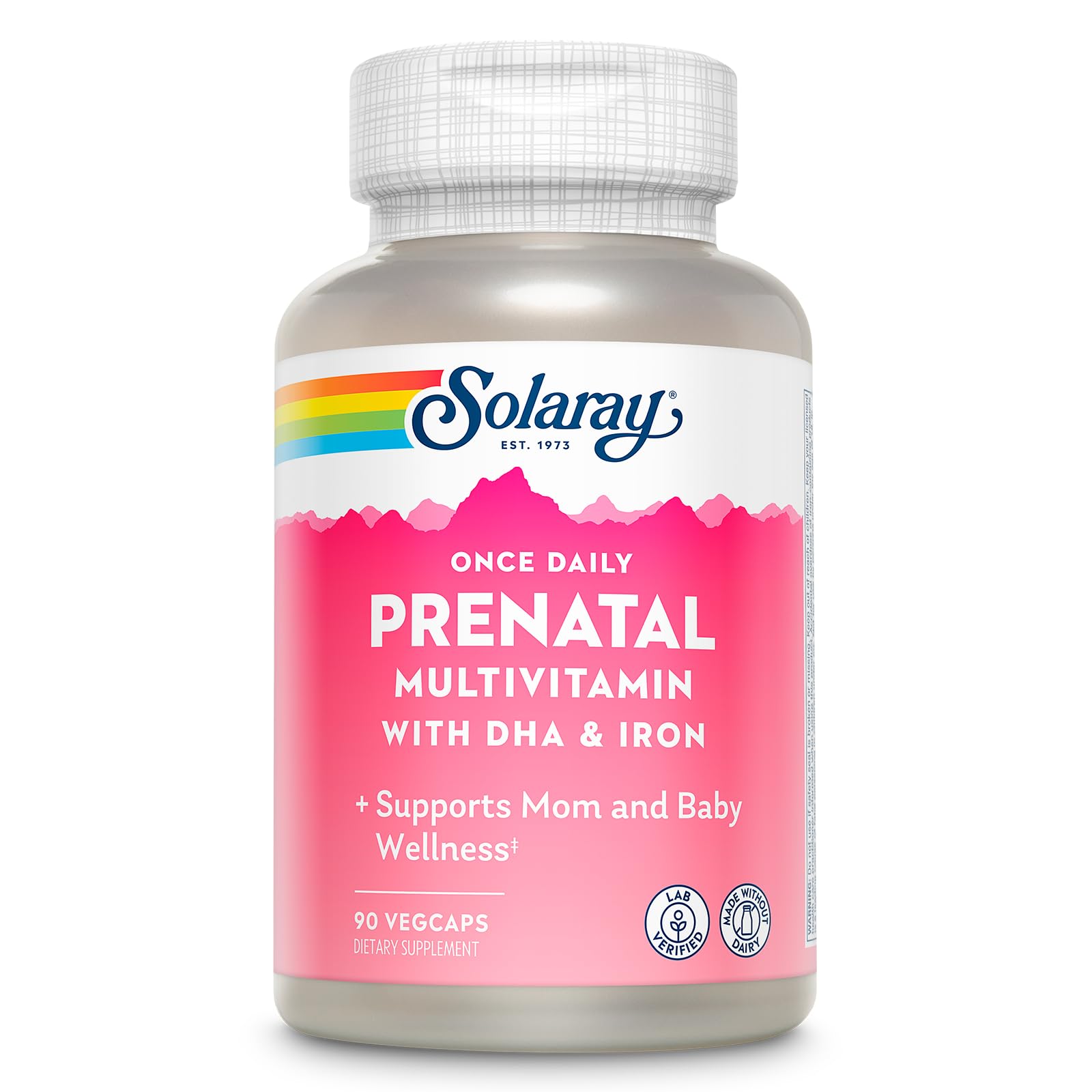 SOLARAY prenatal una dosis diaria con DHA, botella vertido, apoyo general para mamá y bebé.