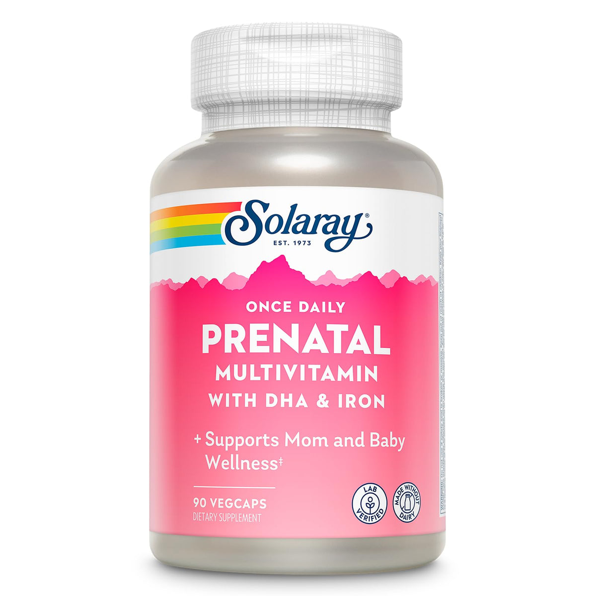 SOLARAY prenatal una dosis diaria con DHA, botella vertido, apoyo general para mamá y bebé.
