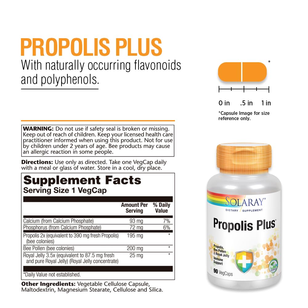 SOLARAY Propolis Plus cápsulas lista para uso diario y comodidad