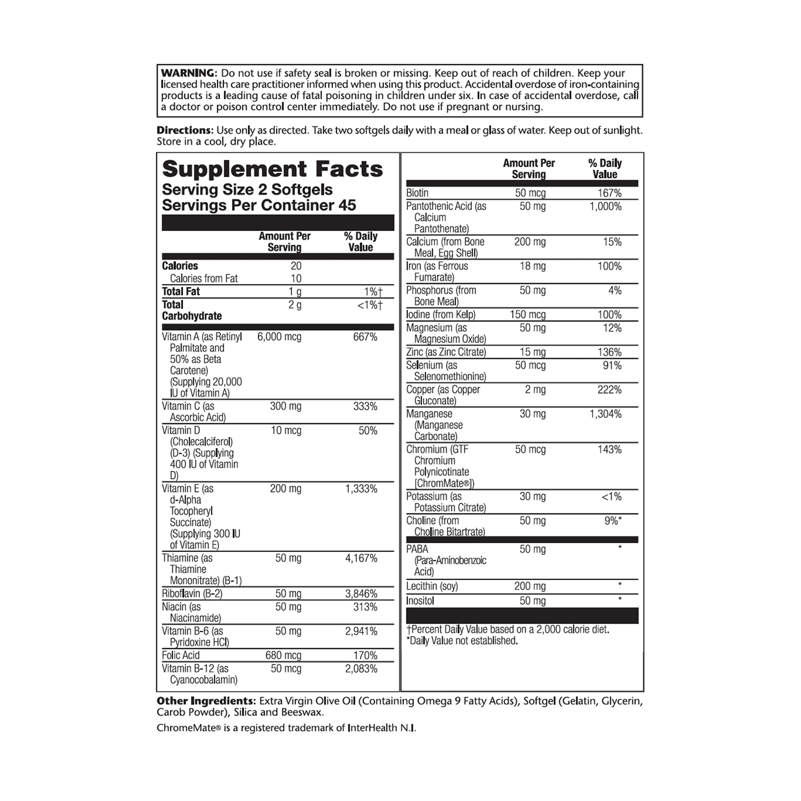 SOLARAY multivitamínico cápsulas blandas para dosis diaria conveniente