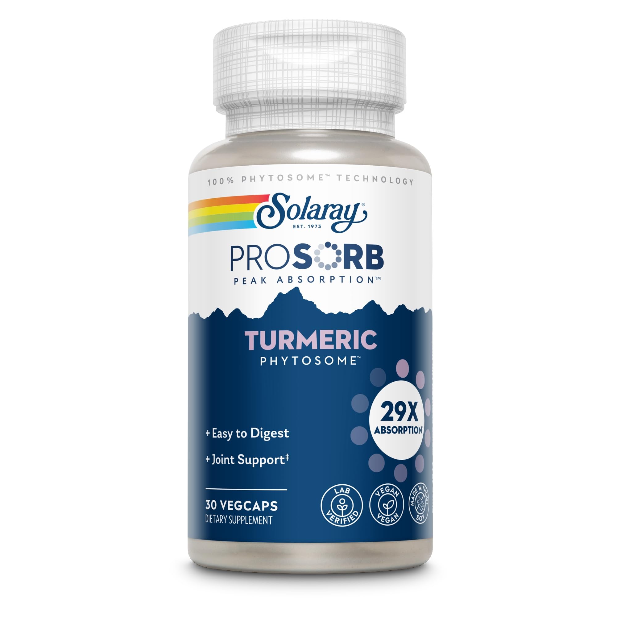 SOLARAY Prosorb Curcuma en estantería, opción diaria para articulaciones y movilidad.