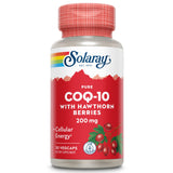 SOLARAY Pure CoQ-10 200 mg, bote con cápsulas veganas para energía celular.