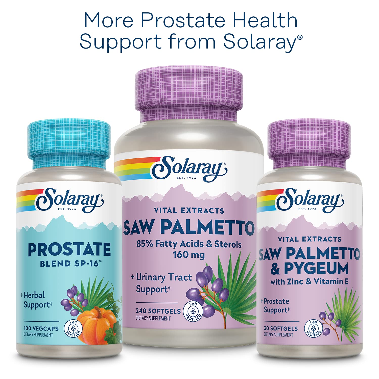 SOLARAY Pygeum Bark Extract 50mg, envase PCR respetuoso con el medio ambiente.