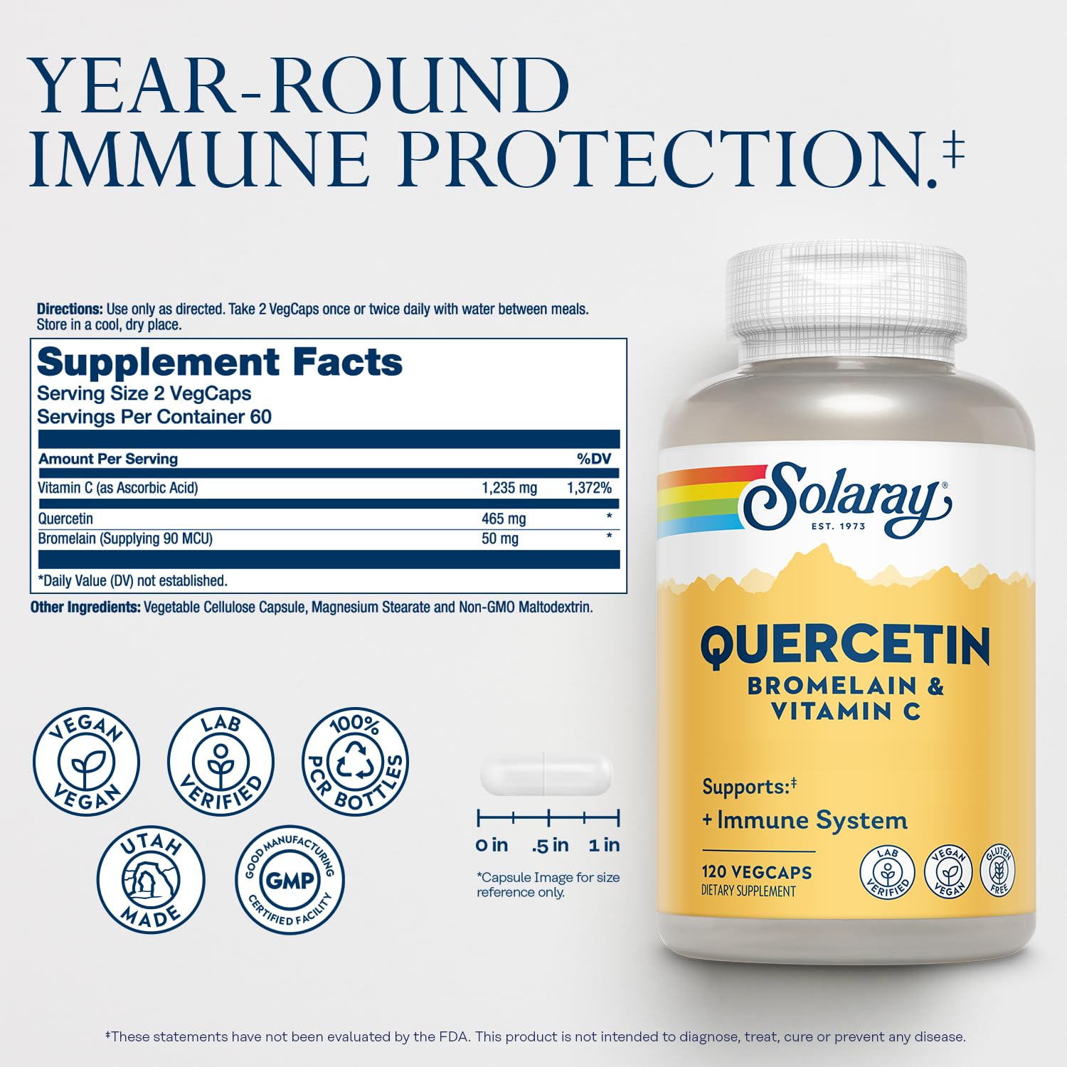 SOLARAY QBC Plex - etiqueta clara con información de ingredientes