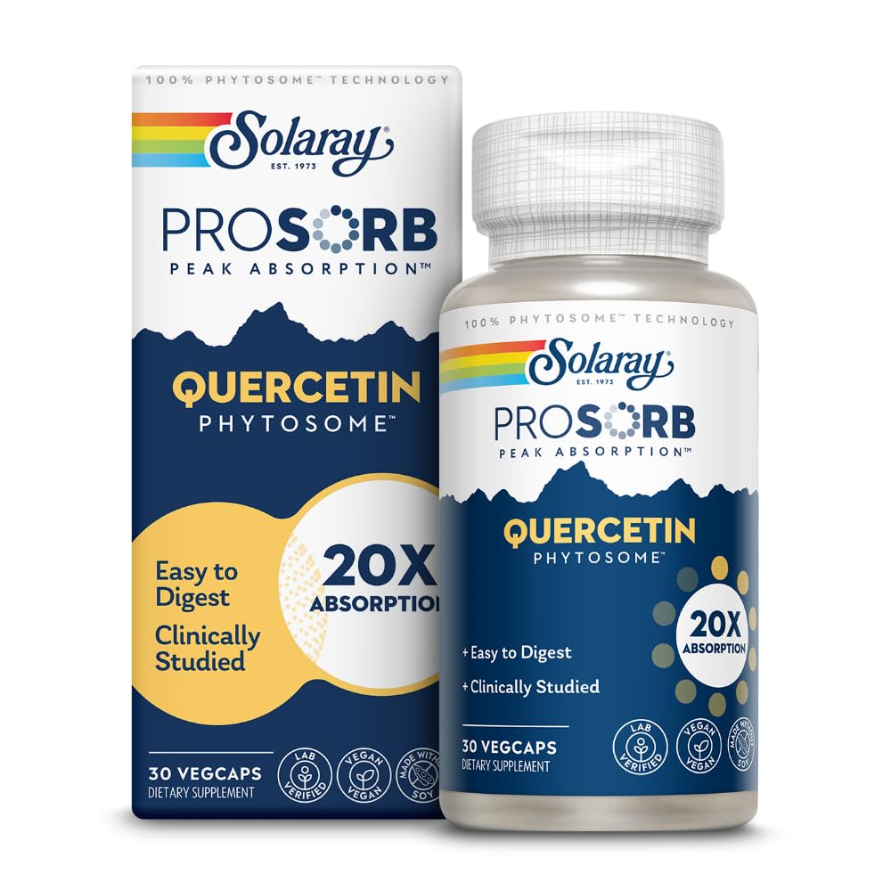 SOLARAY Quercetin Phytosome: cápsulas para una digestión suave y fácil de incorporar.
