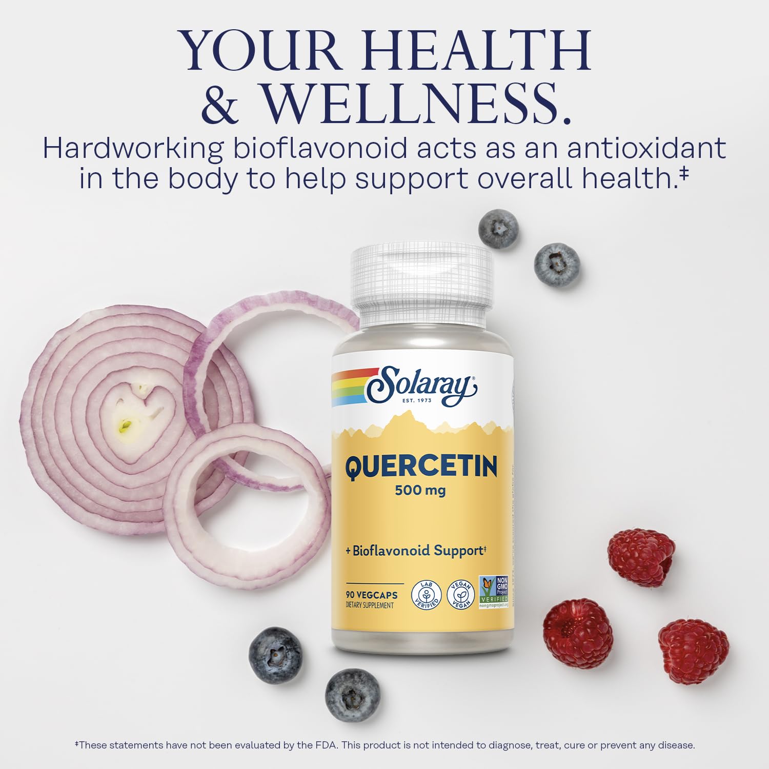 SOLARAY Quercetina 500 mg caja: opción vegana y sin OGM