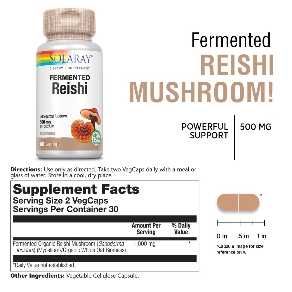 SOLARAY Reishi fermentado cápsulas veganas para uso diario