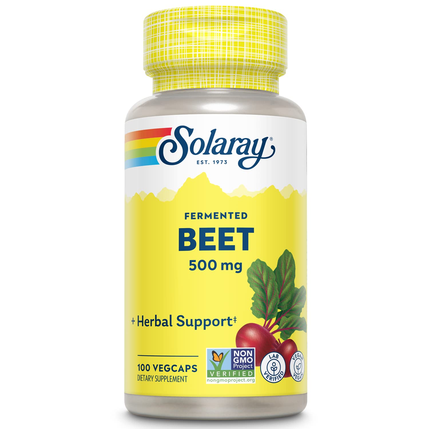 SOLARAY remolacha fermentada: cápsulas de 500 mg para energía sostenida