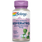 SOLARAY Resveratrol cápsulas veganas en botella de 60 ct, uso diario
