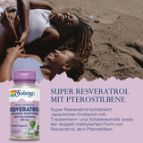 SOLARAY Resveratrol con Pterostilbeno, cápsulas vegetales listas para consumo diario.