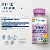 Botella de Solaray Rhodiola 500 mg en vidrio