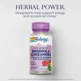 SOLARAY Rhodiola Schizandra: cápsulas en uso diario para vitalidad.
