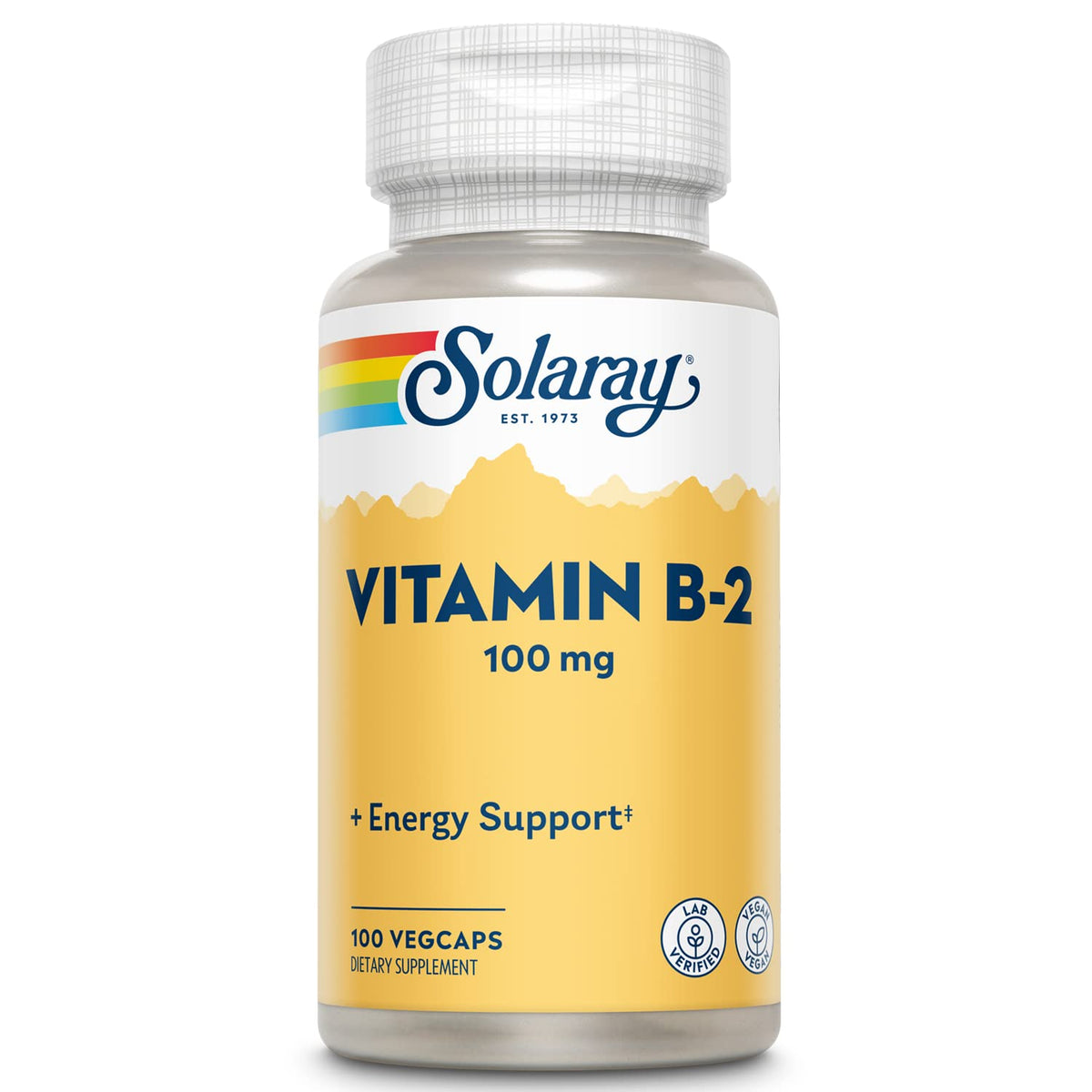 SOLARAY Riboflavina 100 mg en cápsulas para energía diaria.