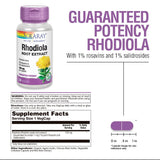 SOLARAY Rhodiola: cápsulas para energía y ánimo equilibrado.