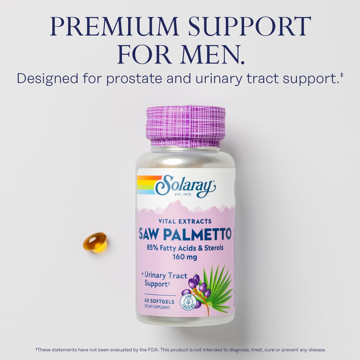 SOLARAY Saw Palmetto Extract caja envase: envase sostenible y fácil de abrir.