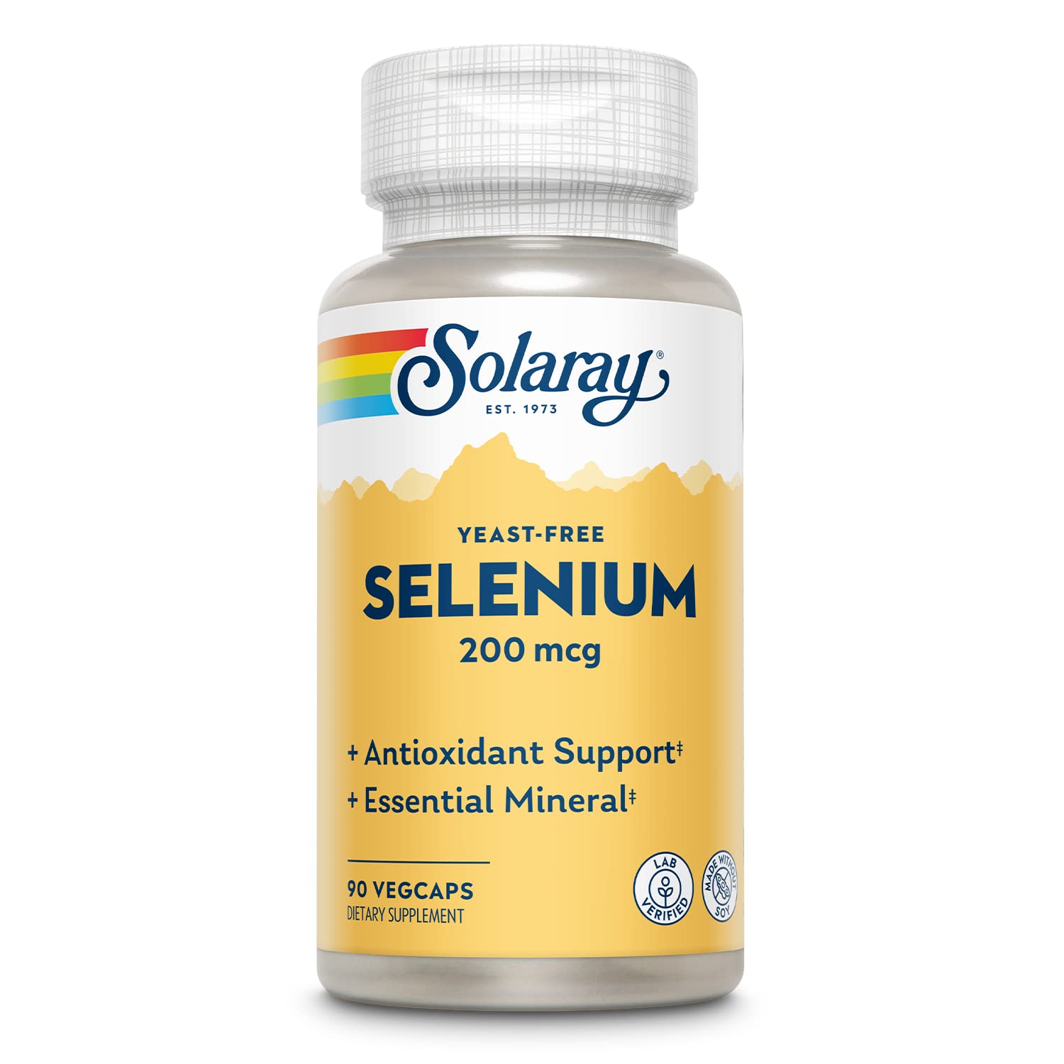 SOLARAY Selenio 200 mcg, cápsulas veganas para apoyo a la salud general.