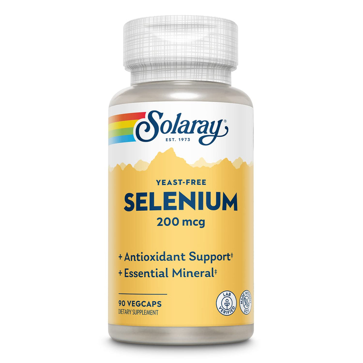 SOLARAY Selenio 200 mcg, cápsulas veganas para apoyo a la salud general.