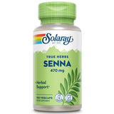 SOLARAY Senna hoja cápsulas veganas; vista de la botella para apoyo digestivo ocasional