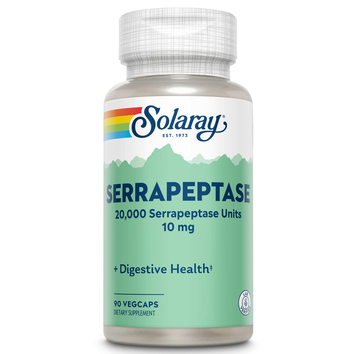 SOLARAY Serrapeptase – botella visible para apoyo digestivo diario