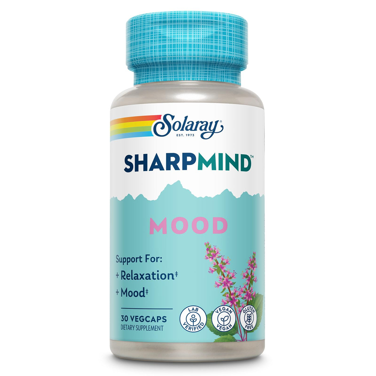 SOLARAY SharpMind Mood envase visible en la mesa para rutina de calma diaria