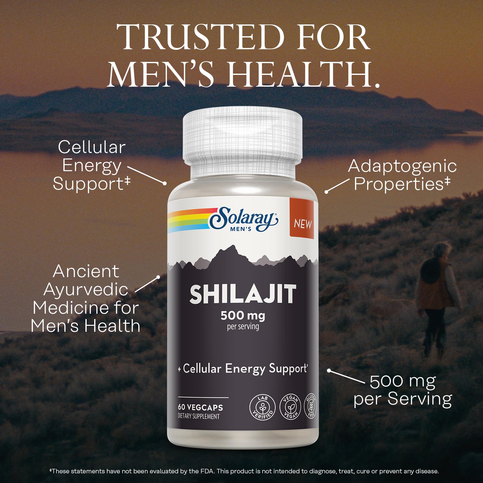 SOLARAY Shilajit 500 mg, cápsulas 60: conveniencia diaria de soporte.
