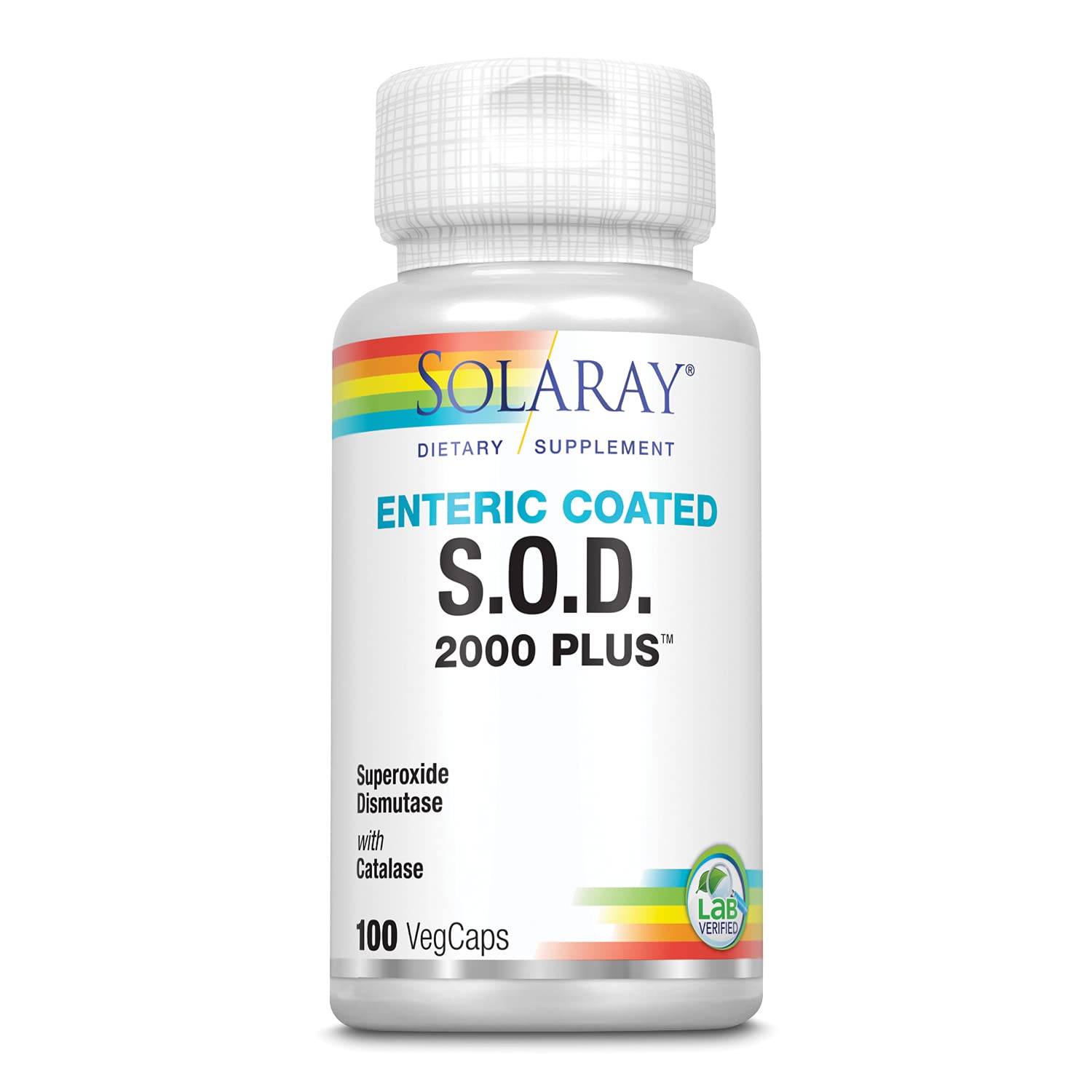 SOLARAY S.O.D. 2000 Plus, botella frente, apoyo antioxidante para el bienestar diario.
