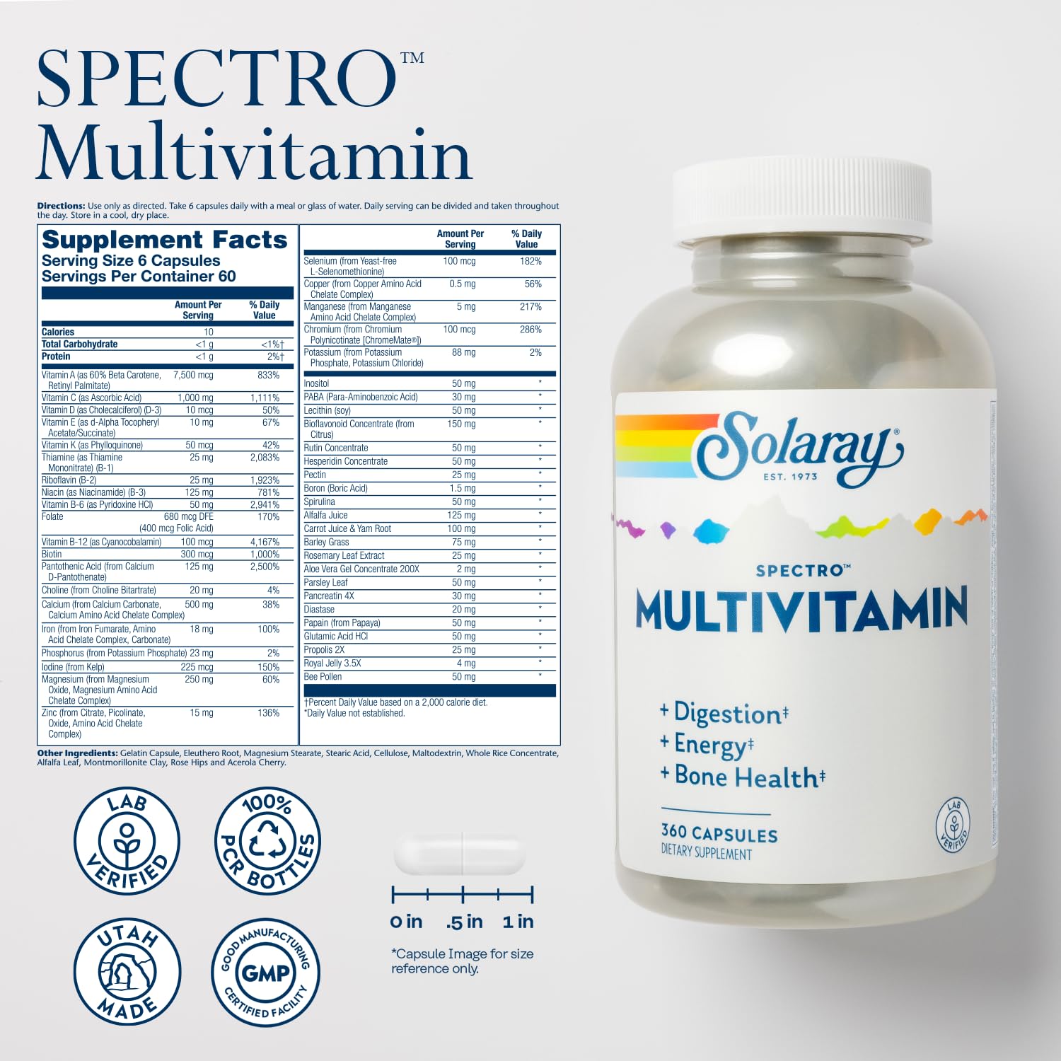 SOLARAY Spectro: ingredientes-spirulina-royal-jelly, nutrición natural.